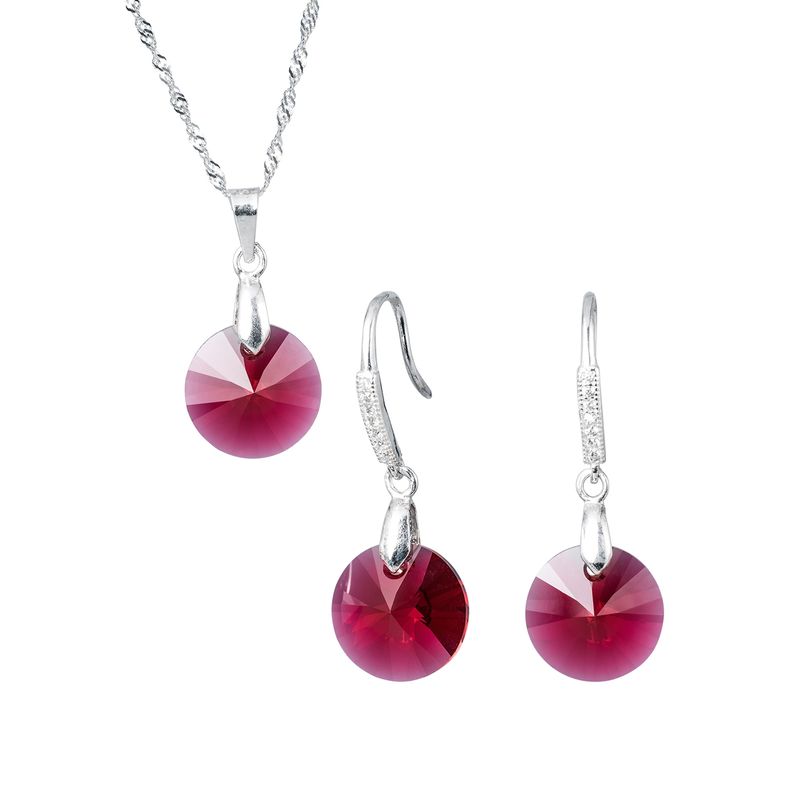 JOYAS MONTERO - Collar  Aros Conjunto Madrid Con Cristal Genuino Scarlet