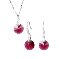 JOYAS MONTERO - Collar Aros Conjunto Madrid Con Cristal Genuino Scarlet