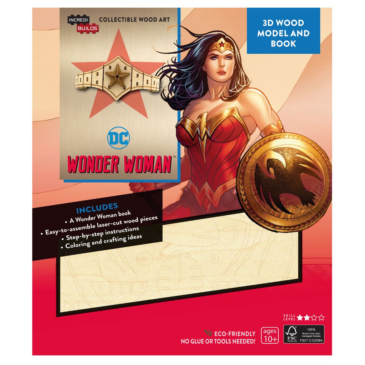 RETAILEXPRESS - Dc Comics: Wonder Woman - Libro y Modelo Armable En Madera