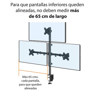 Imagen 2 del producto Soporte 3 Monitores escritorio 13 a 27 pulgadas