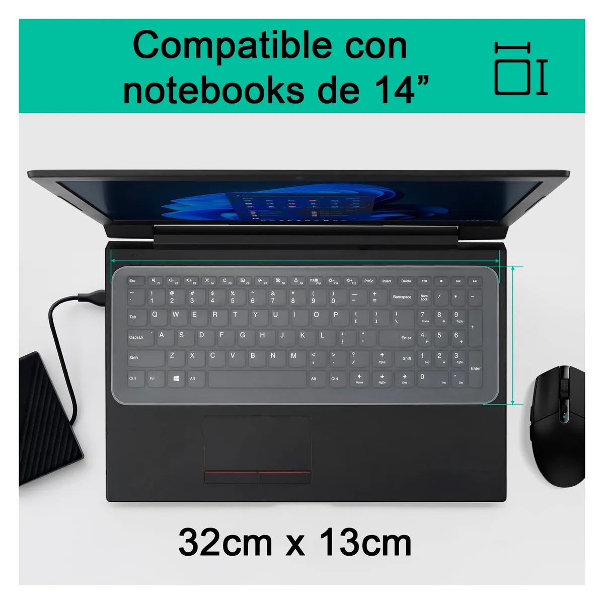 OEM - Protector Teclado Notebook 14 Membrana Silicona Transparente