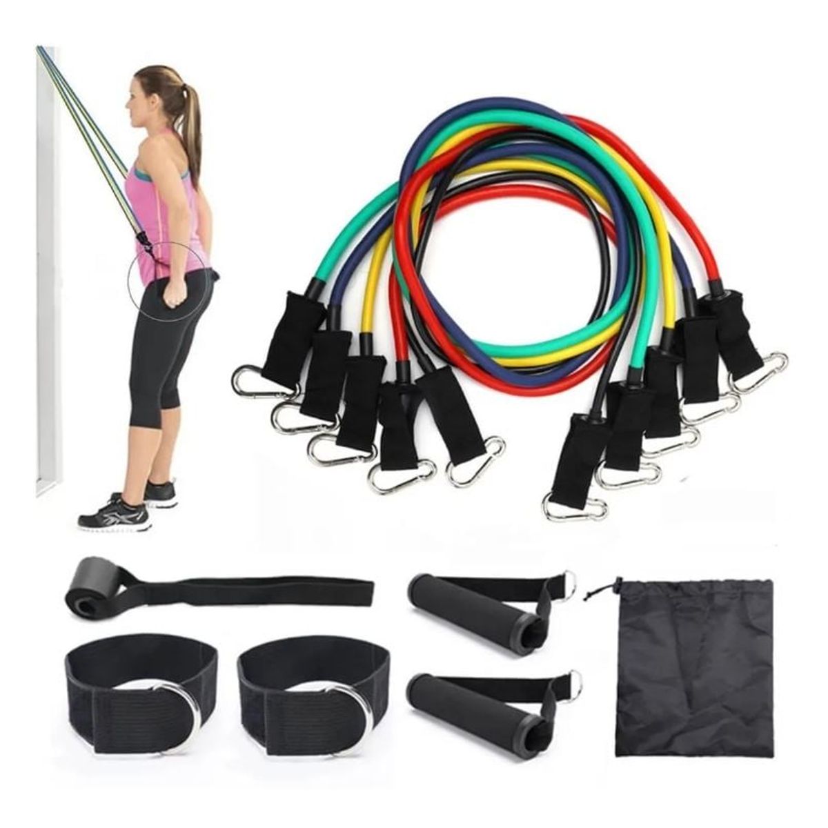 RESISTENCIA - Set Bandas Elásticas Resistencia Para Ejercicios 11 Piezas