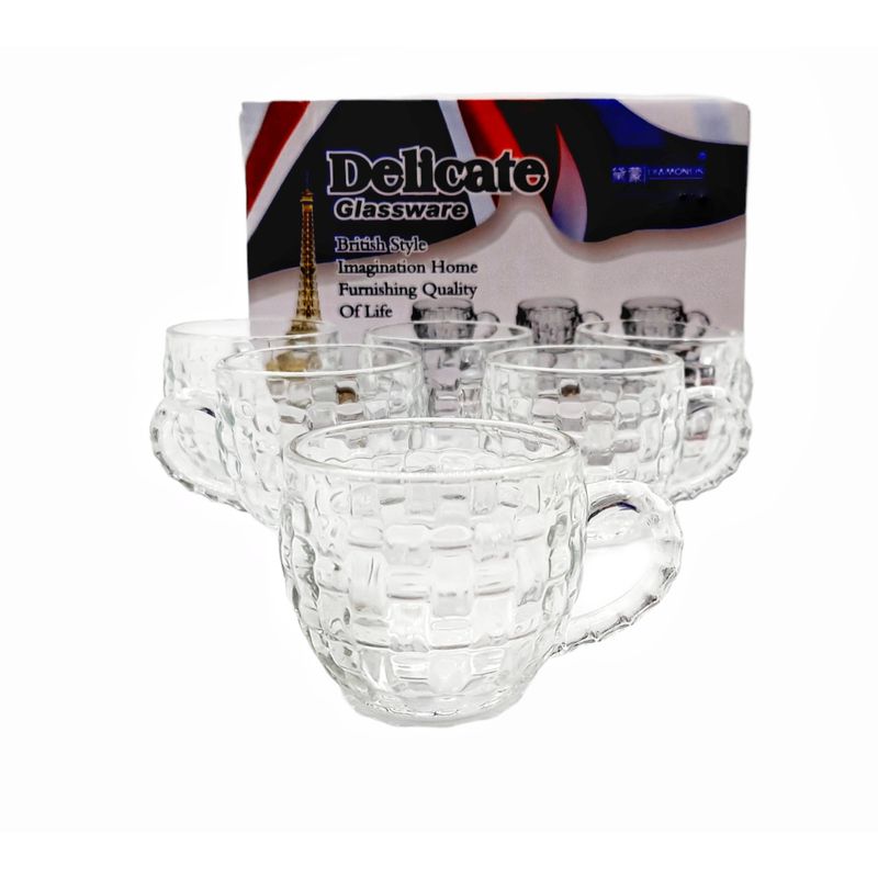 MOGA - Tazas Cafe Vidrio Set 6 Piezas 150ml Cuadros
