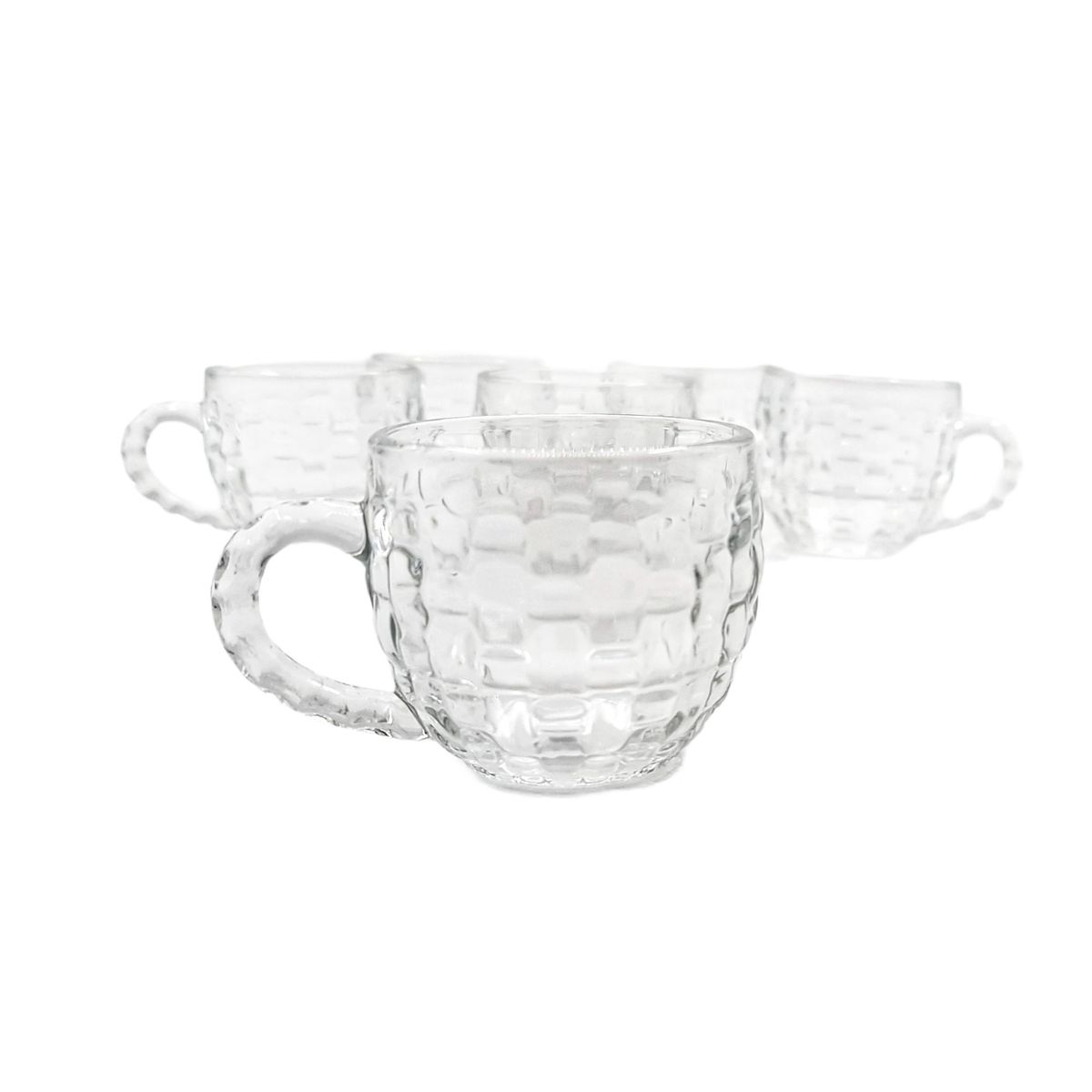 MOGA - Tazas Cafe Vidrio Set 6 Piezas 150ml Cuadros