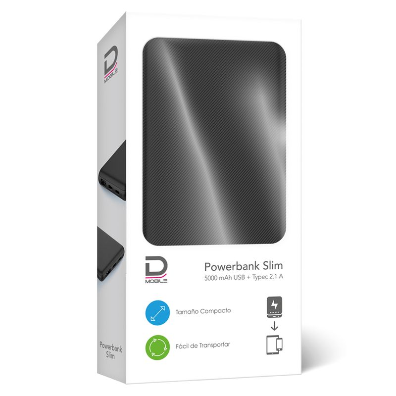 DATACOM - Powerbank Slim 5000 Mah USB +  2.1A Datacom