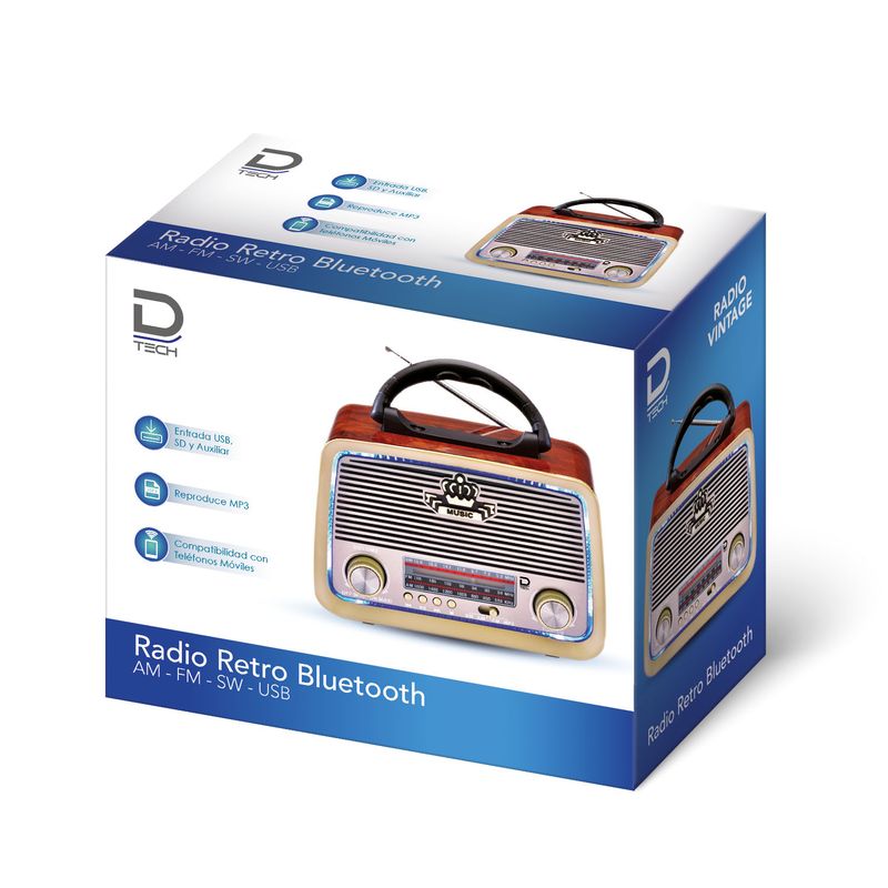 DATACOM - Radio Portátil 5W Fm/Am/Sw 3 Bandas con Bluetooth