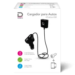 DATACOM - Cargador Para Auto 2+2 Extensible Pronobel