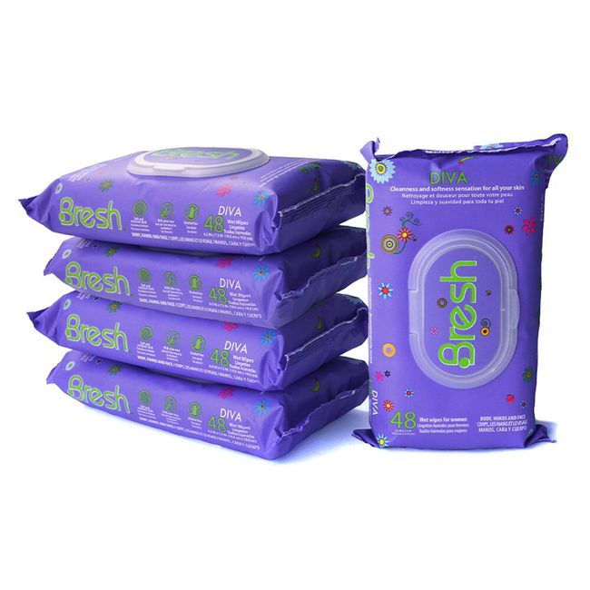 BRESH - Pack 5 Toallas Húmedas Femeninas Bresh Diva