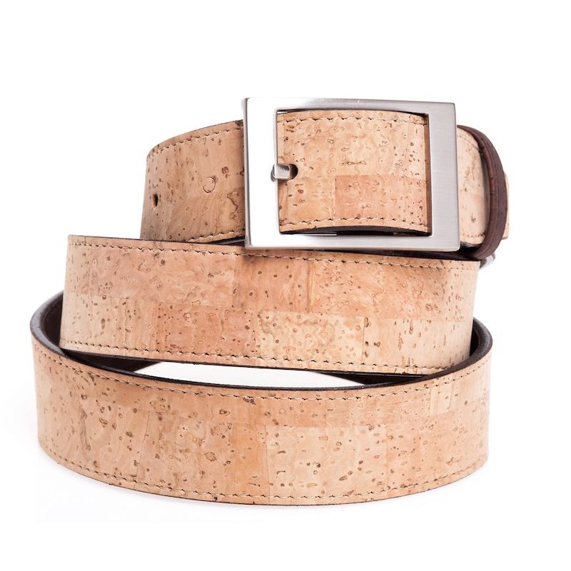 RC CORK - Cinturón reversible café-beige de cuero vegano de corcho marca RC Cork