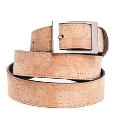 RC CORK - Cinturón reversible café-beige de cuero vegano de corcho marca