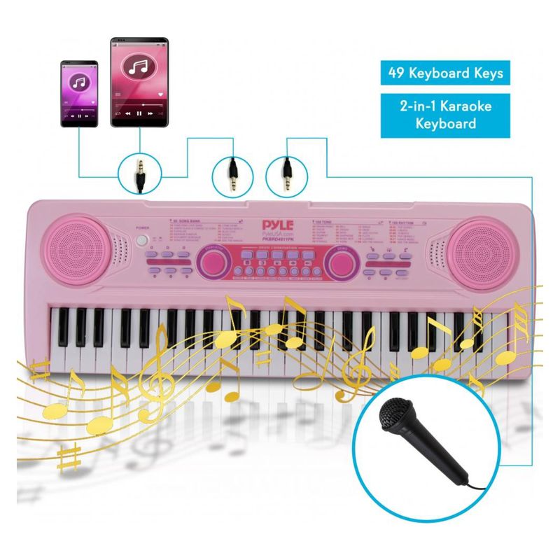 PYLE - Teclado Portátil De Piano Para Niñas De 49 Teclas.