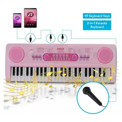 PYLE - Teclado Portátil De Piano Para Niñas De 49 Teclas.