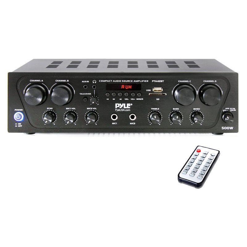 PYLE - Amplificador 4 canales con Bluetooth