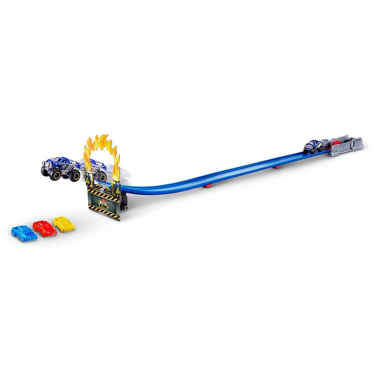 METAL MACHINES - Pista de vehículos Metal Machines con aro de fuego y 3 autos