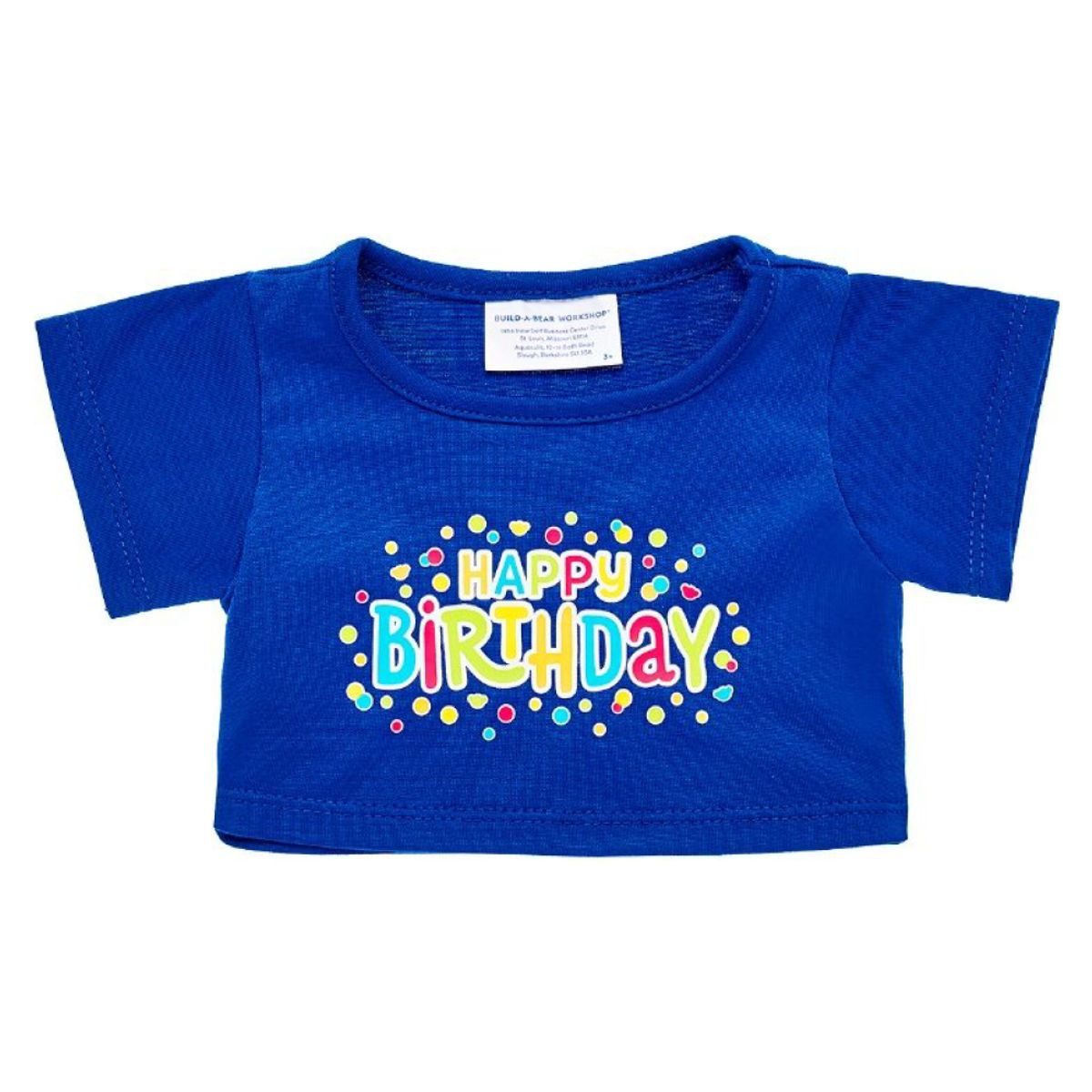 BUILD A BEAR - Polera cumpleaños azul Build a Bear estampado feliz