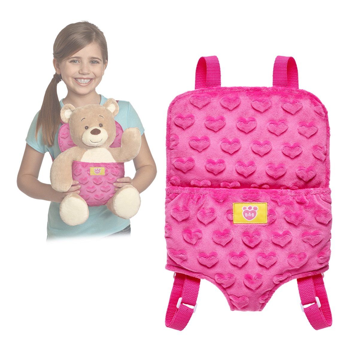 ANSALDO - Mochila Build a Bear para peluche rosada ajustable