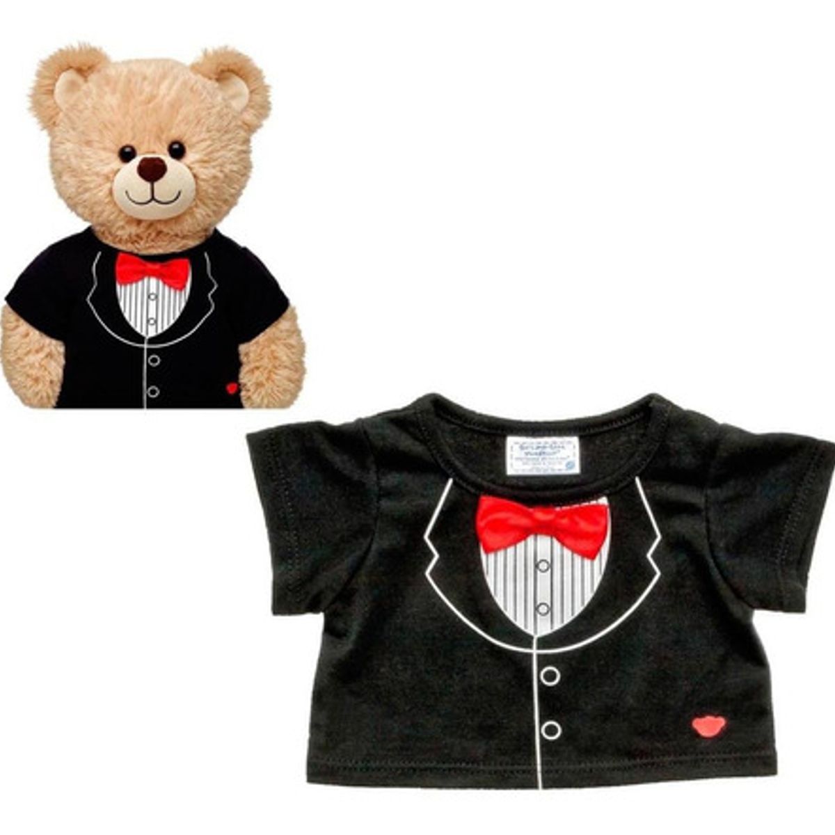 BUILD A BEAR - Polera Build a Bear esmoquin negra manga corta
