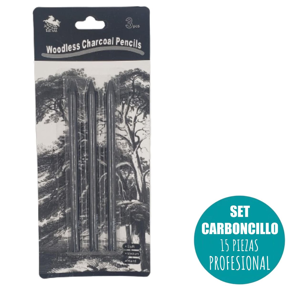 OEM - Kit Dibujo Carboncillo 15 Piezas