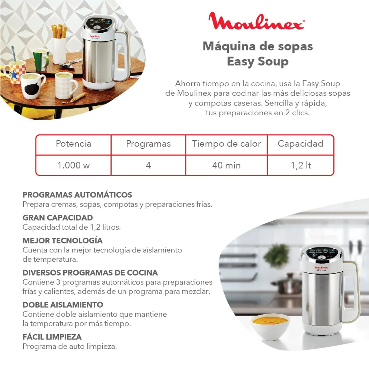 MOULINEX - Máquina de Sopa Easy Soup