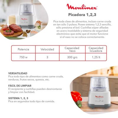 Imagen 2 del producto Picadora 1, 2, 3 AD6011CL 1,25L 750W
