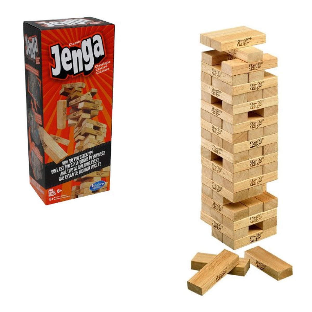 ANSALDO - Juego de mesa GAMING JENGA 54 bloques de madera