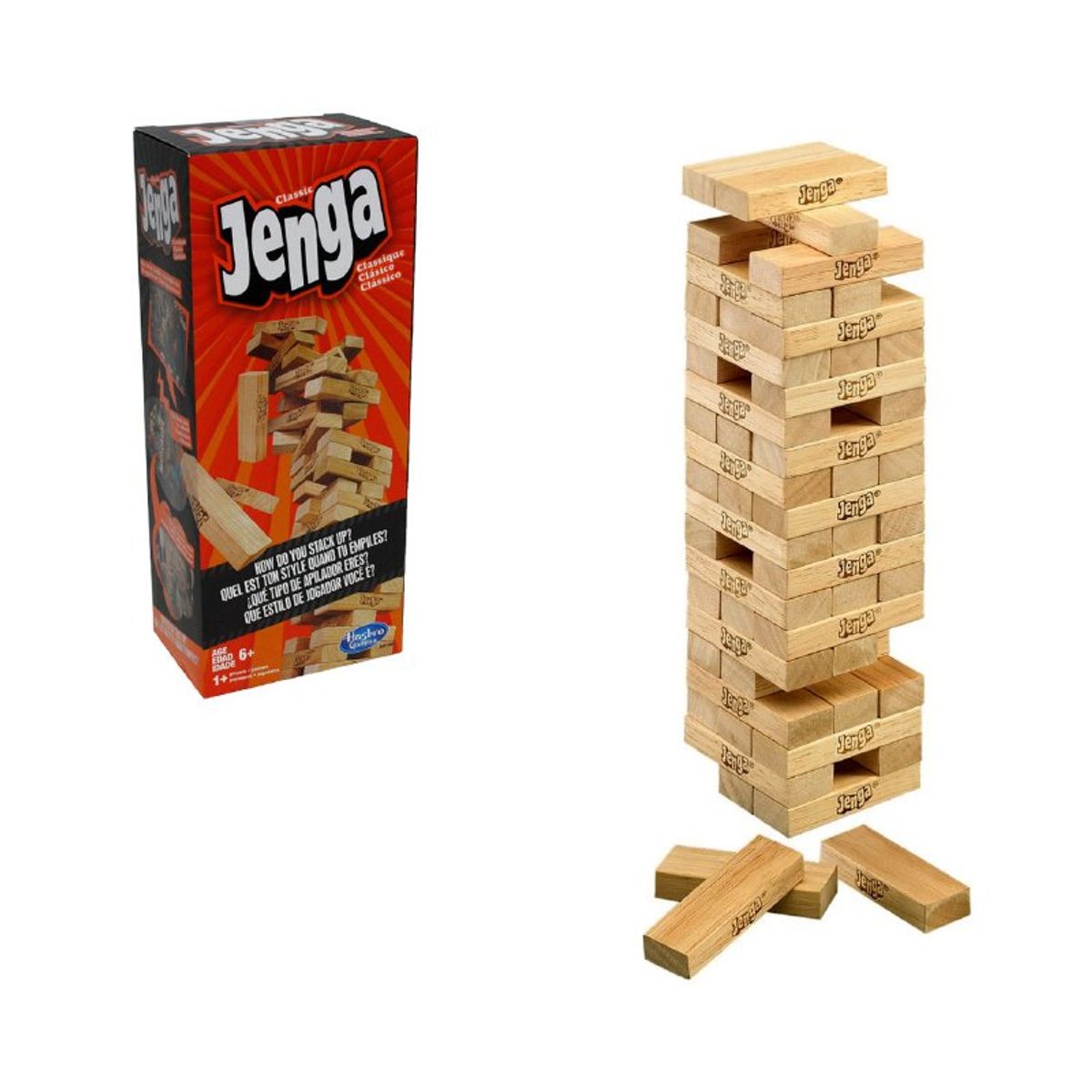 ANSALDO - Juego de mesa GAMING JENGA 54 bloques de madera