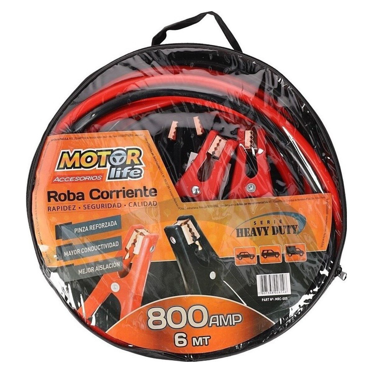 MOTORLIFE - Cable Roba Corriente 800 Amperes Motorlife 6 Mts