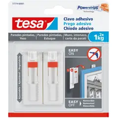 TESA - 2 Clavo Autoadhesivo Ajustable Papel Mural Y Yeso 1kg