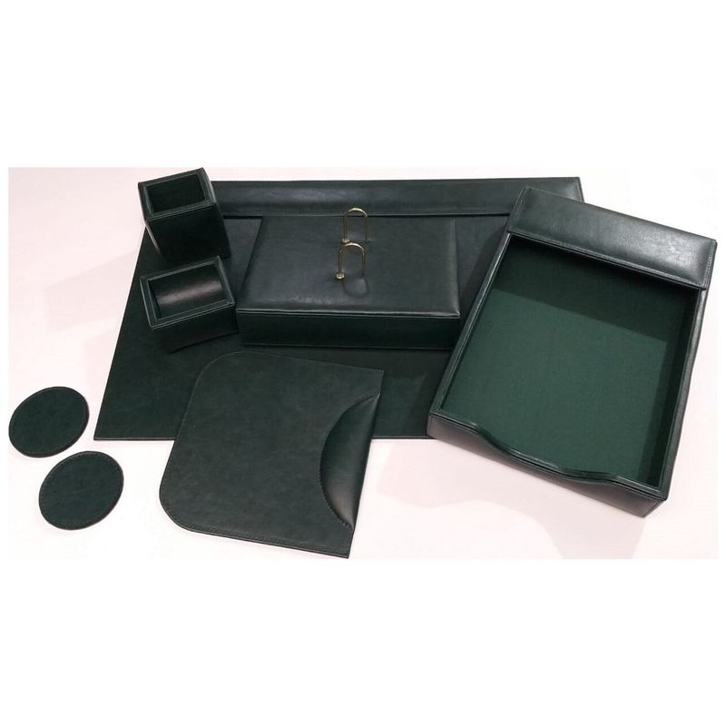 CUEROS AYLING - Juego Set De Escritorio Ecocuero 7 Pzs Verde