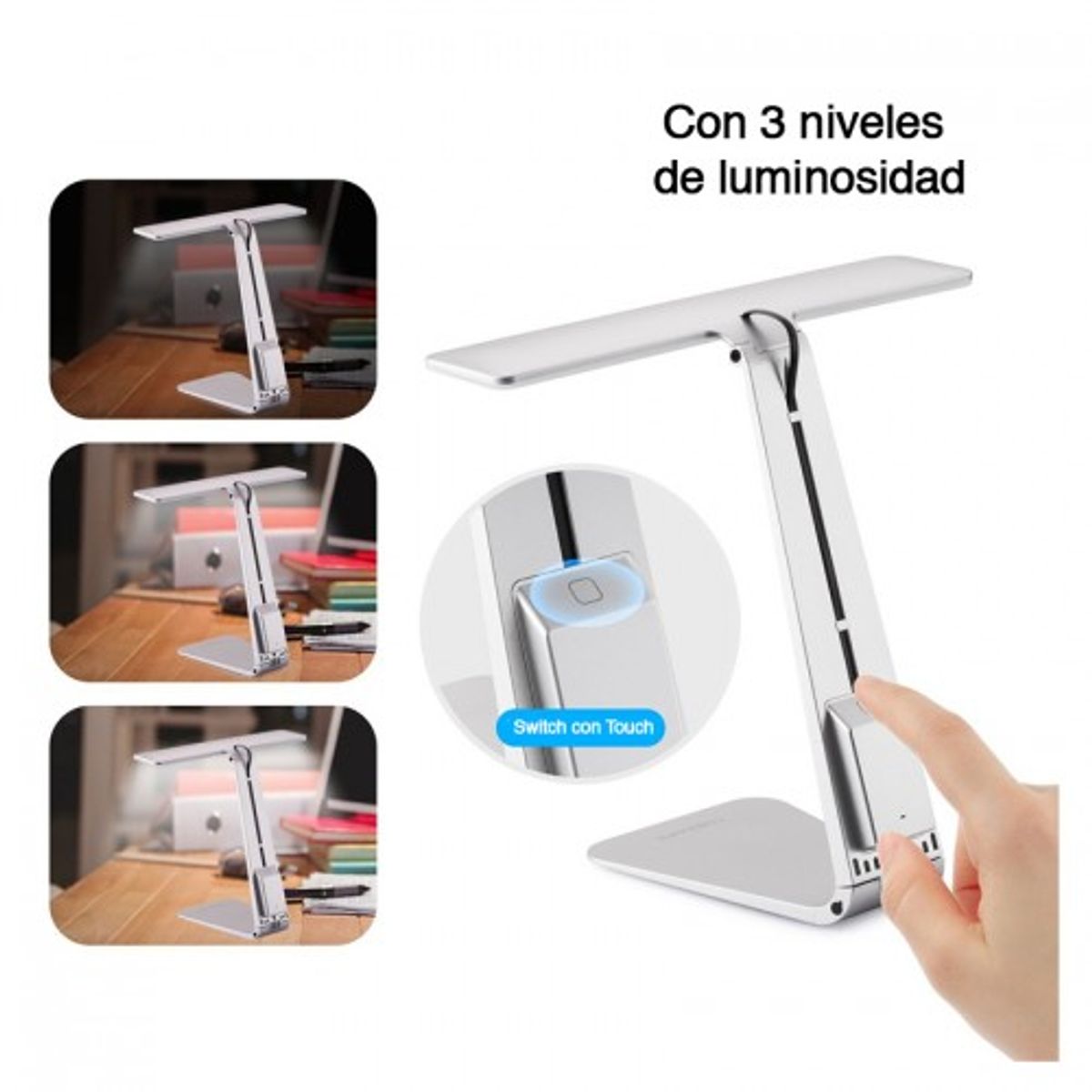 NEWO - Lámpara Escritorio Led Recargable Plegable Aluminio
