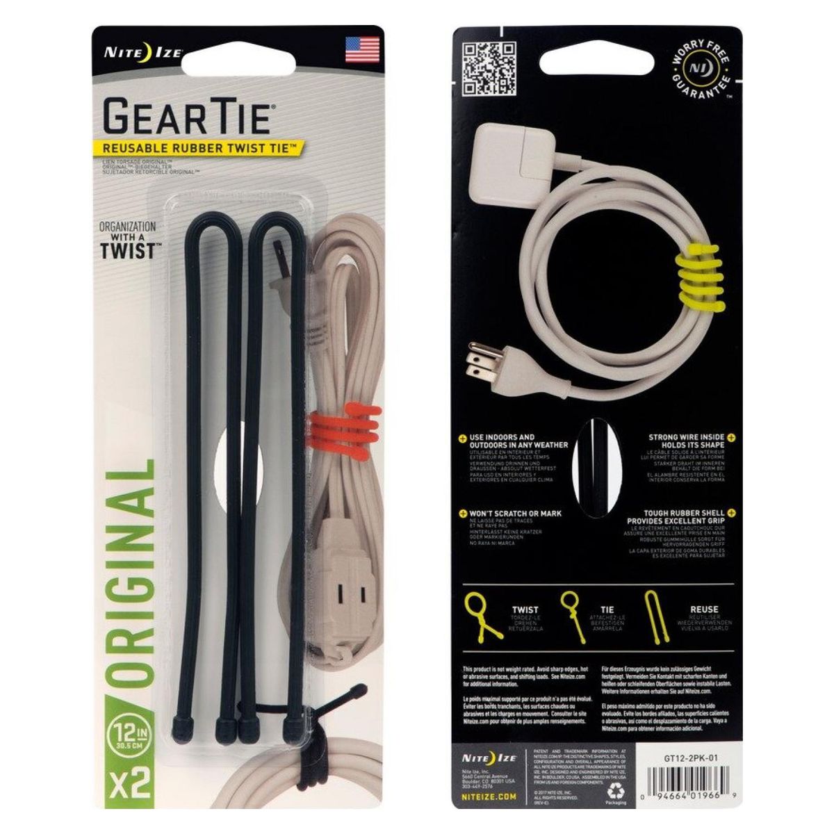 NITE IZE - Amarra De Goma Gear Tie 12 In. - 2 Pack. Nite Ize