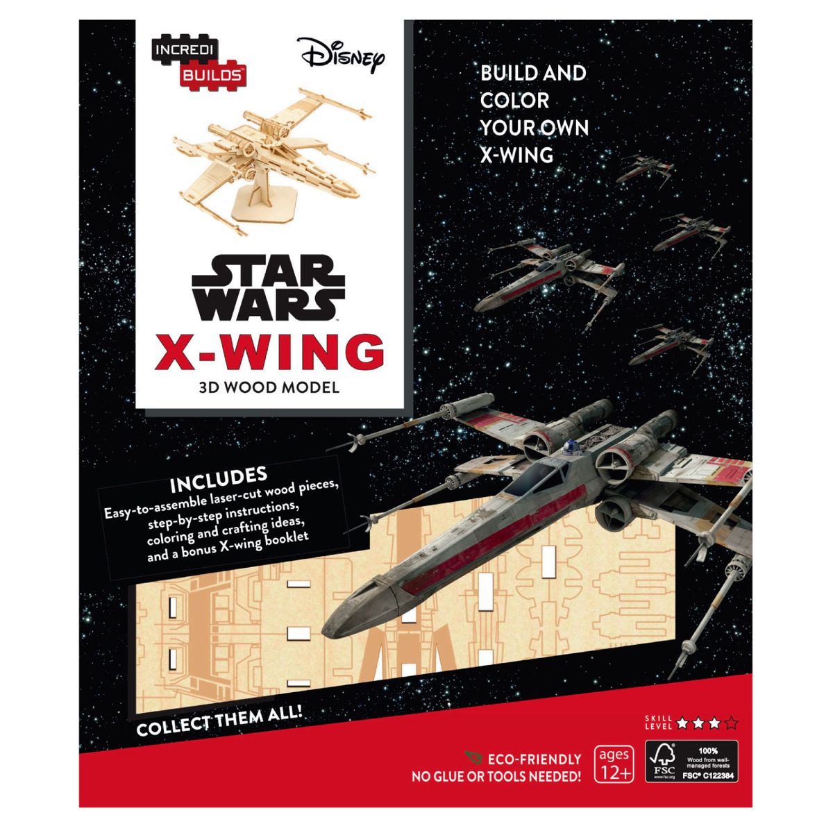 RETAILEXPRESS - Star Wars: X - Wing - Libro y Modelo Armable En Madera