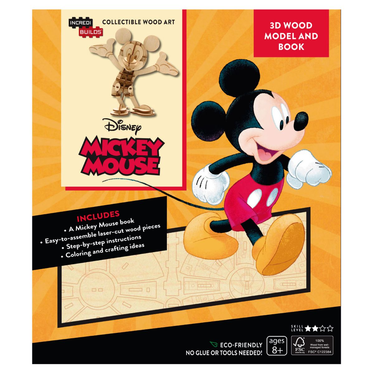 RETAILEXPRESS - Walt Disney Mickey Mouse Libro y Modelo Armable En Madera