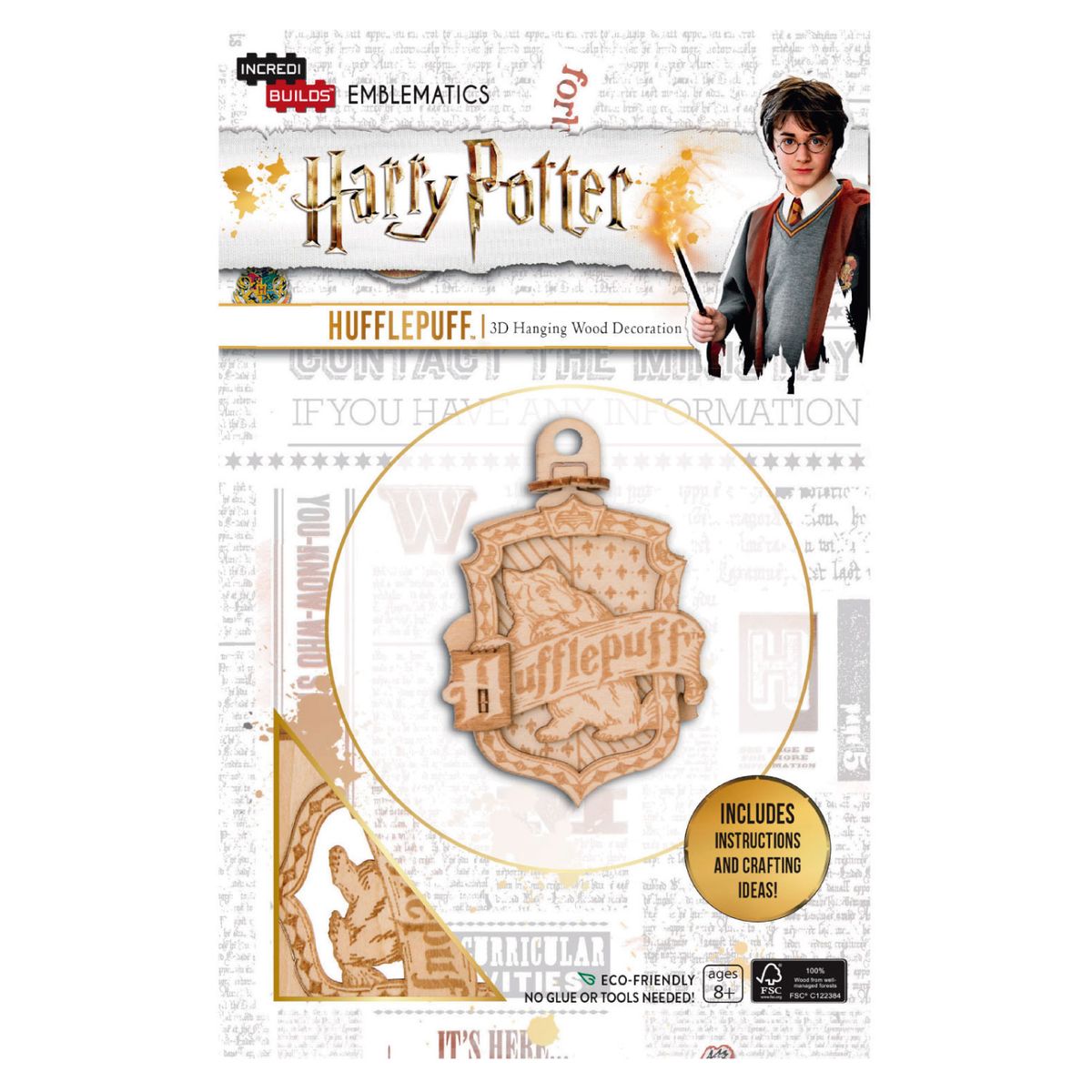 RETAILEXPRESS - Emblema Harry Potter Hufflepuff Modelo Armable En Madera