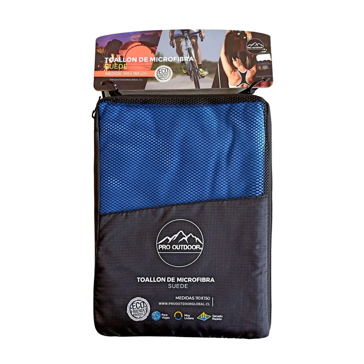 PRO OUTDOOR - TOALLA XL MICROFIBRA SUEDE AZUL