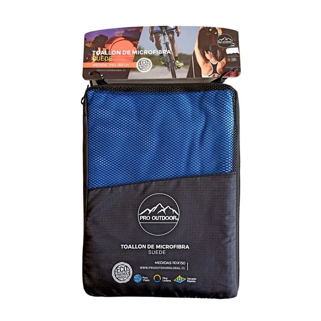 PRO OUTDOOR - TOALLA XL MICROFIBRA SUEDE AZUL