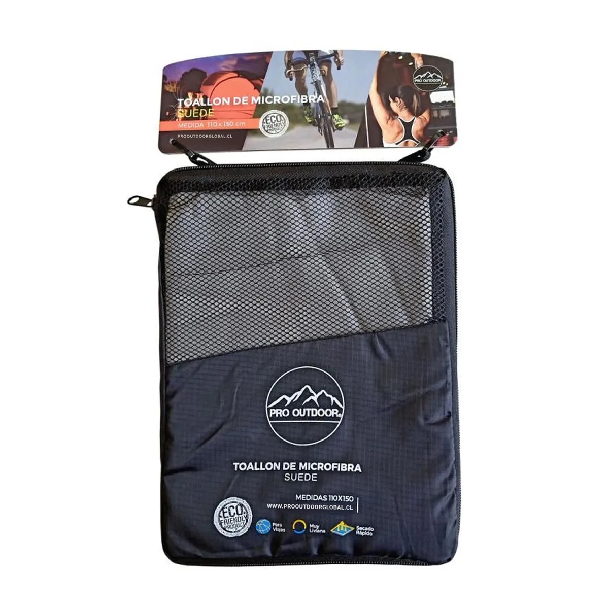 PRO OUTDOOR - TOALLA XL MICROFIBRA SUEDE GRIS