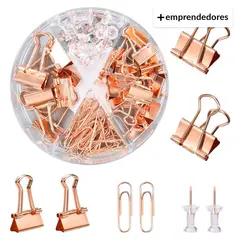 REGALITOLINDO CL - Set 72 Clips Y Pins Metal Rose Gold - Escritorio