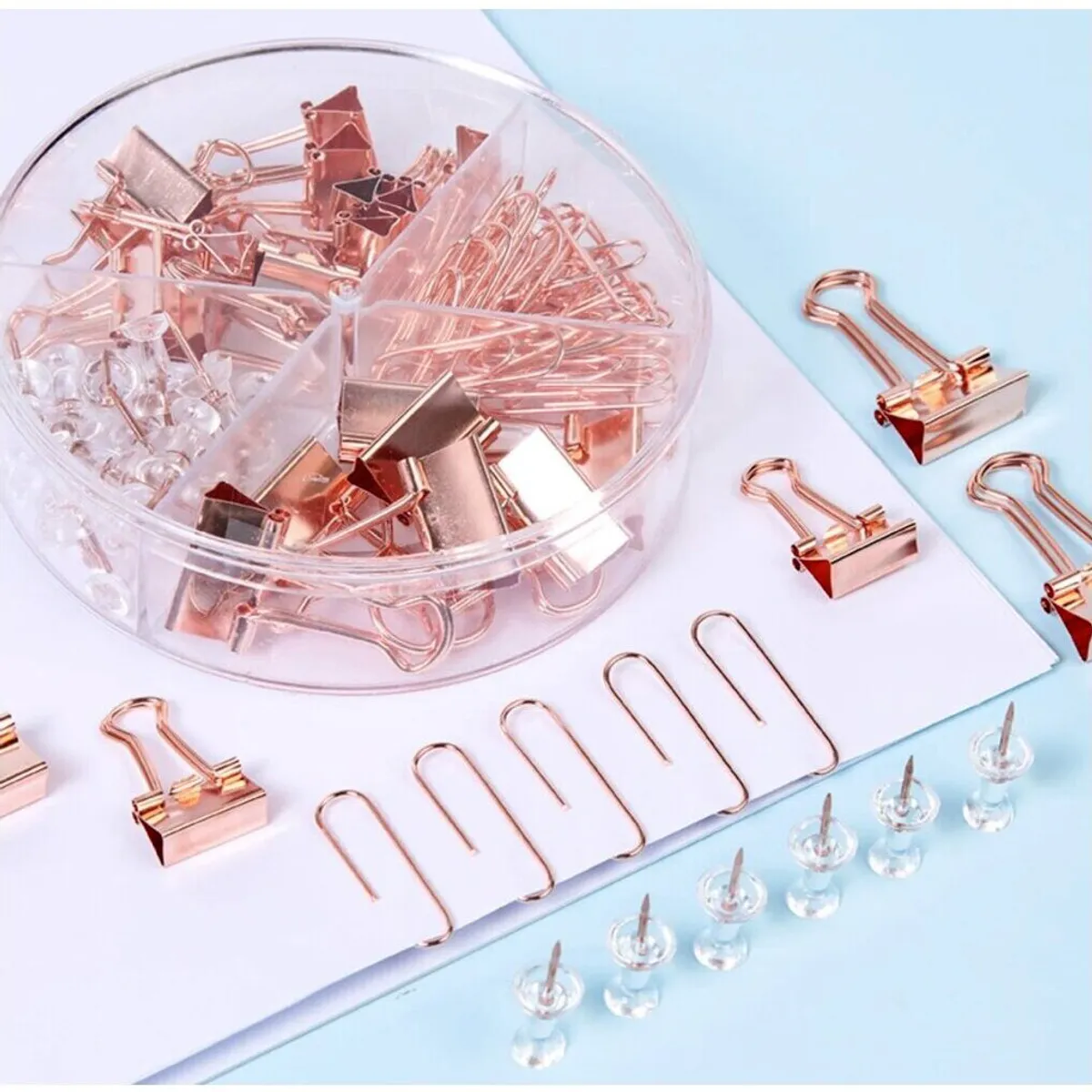 REGALITOLINDO CL - Set 72 Clips Y Pins Metal Rose Gold  - Escritorio