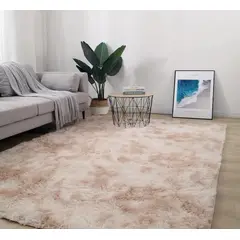 BJ HOGAR - Alfombra Peluda Super Suave 120cmX160cm Beige Jaspeado