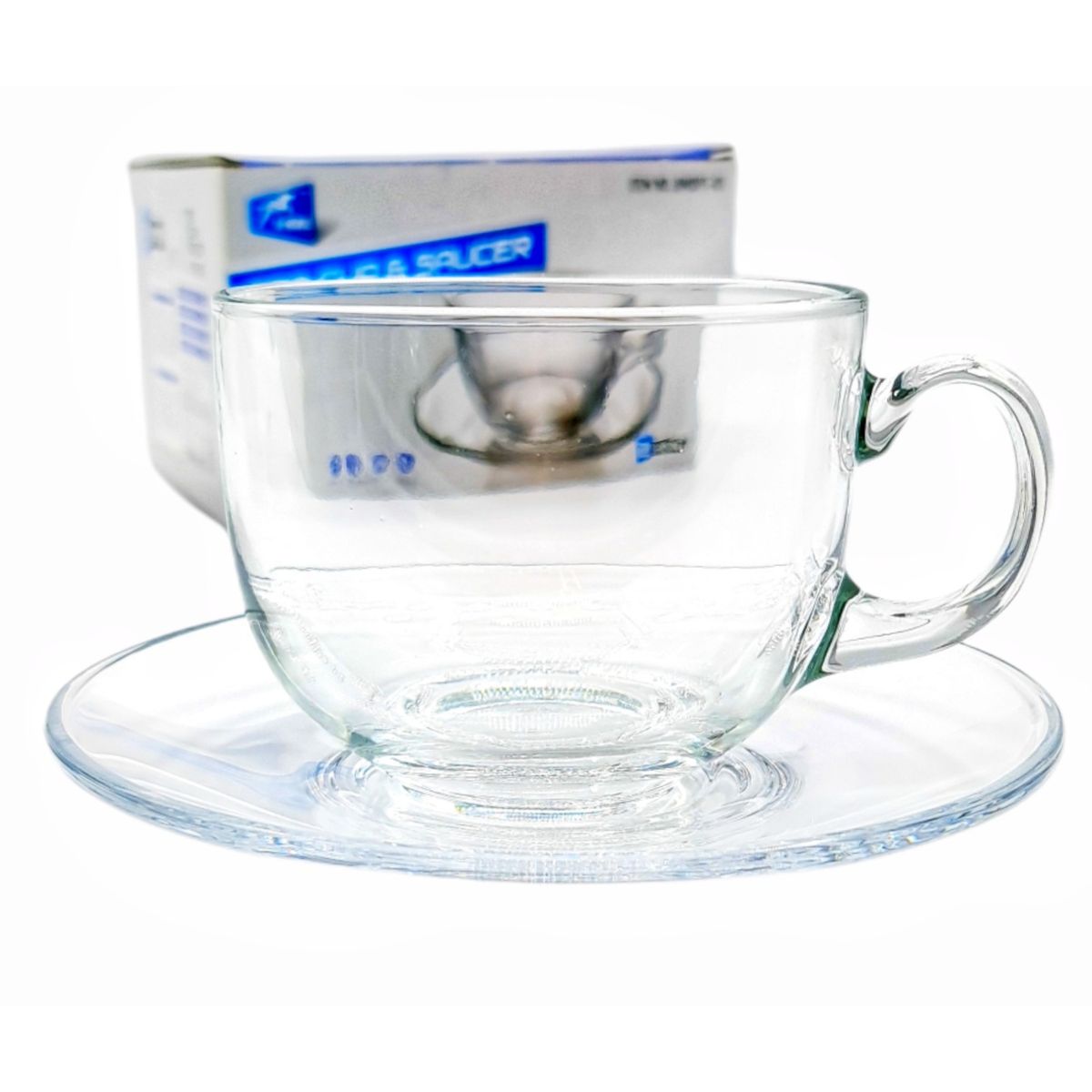 GENERICO - Taza con Plato Cafe Vidrio 420ml 8cm Alto