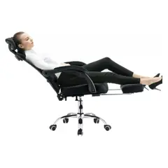 SM - Silla de oficina gerente negra con posa pies base de metal