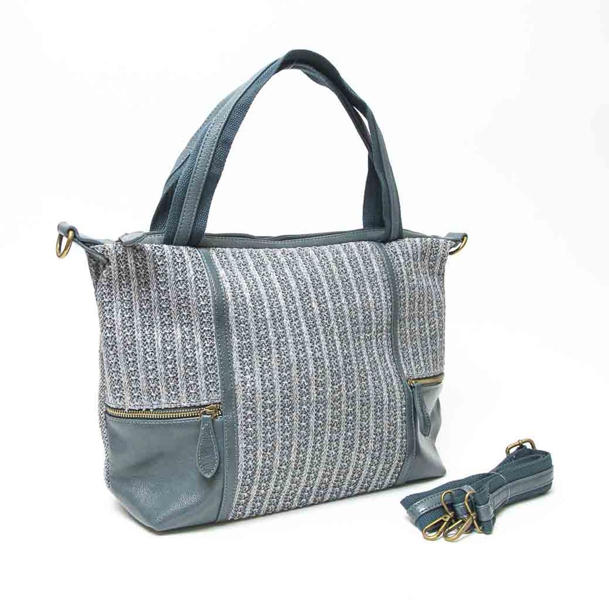 MAILEA - Cartera ecocuero esquineras para mujer petroleo