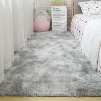 Bajada De Cama Peluda Alfombra Gris Claro Jaspeado