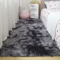 Bajada De Cama Peluda Alfombra Gris Oscuro Jaspeado