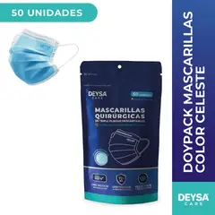 DEYSA CARE - Mascarillas desechables celestes, Envase resellable de 50 un