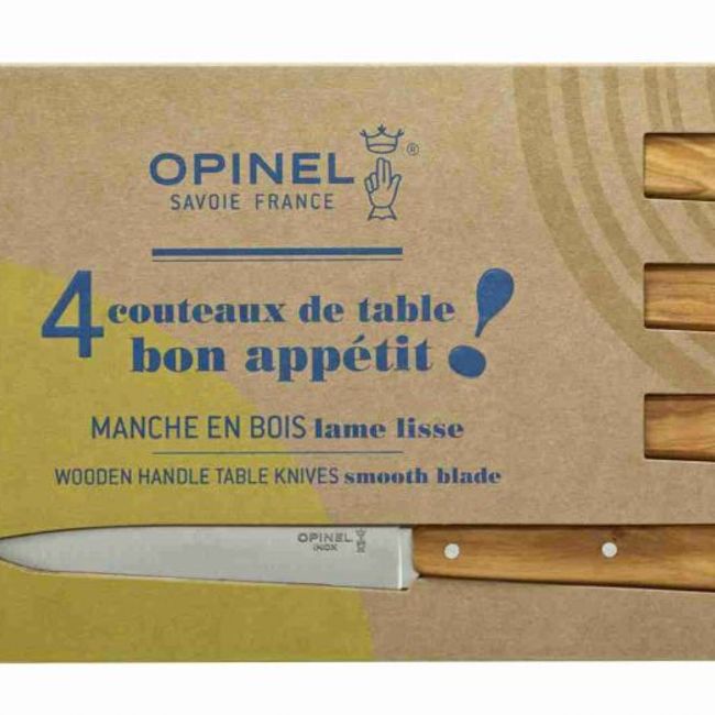 OPINEL - Cuchillos Opinel N°125 Mesa Olivo - 4 unidades - Crema
