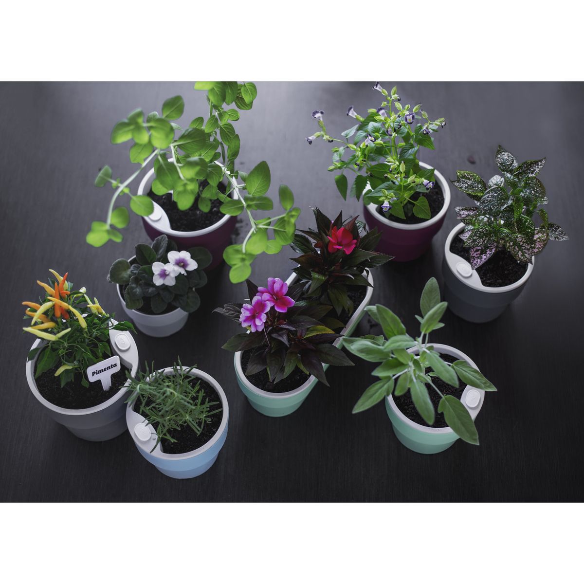 OU - Macetero Autorriego Gris  16 x 14 cm