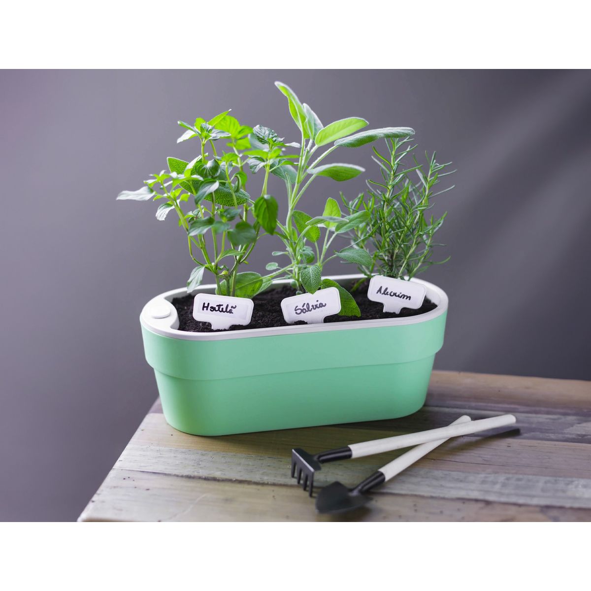 OU - Macetero Huerta Auto Riego Verde Menta 1,75 Lt - Verde