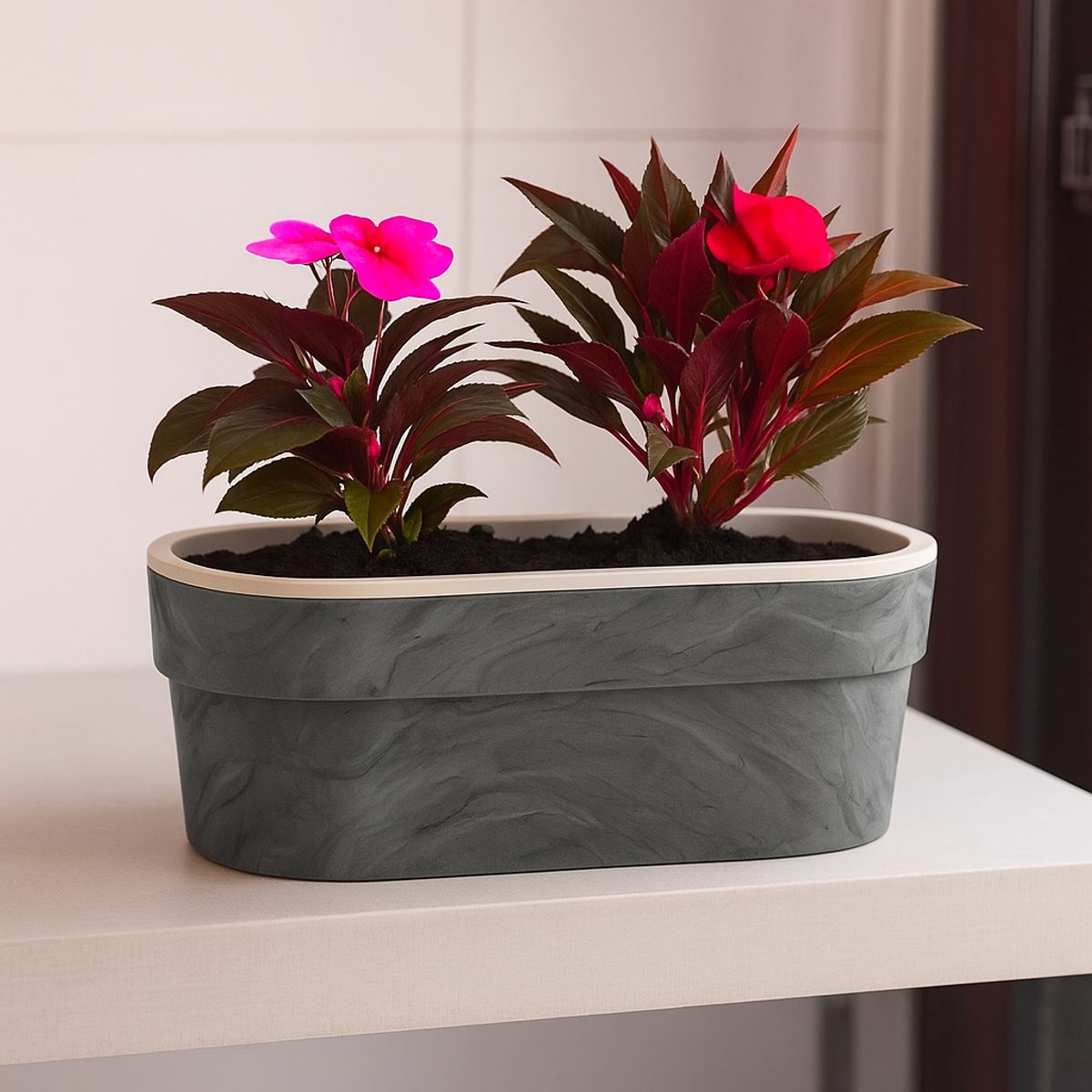 OU - Maceta Macetero autorriego concreto 1,75 lt OU